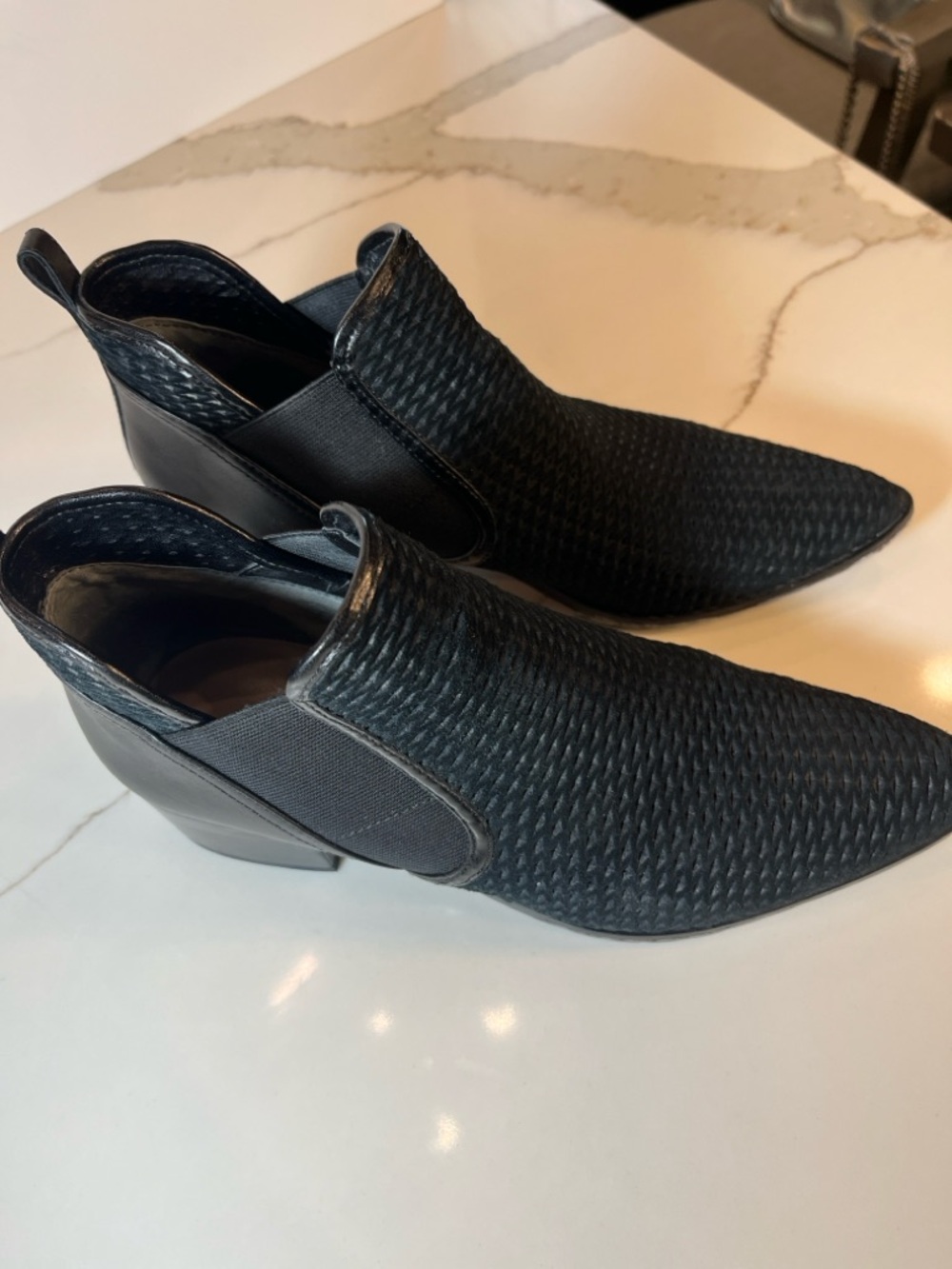 Donald J. Pliner Black Woven Leather Chelsea Ankle Boots - Picture 11 of 14